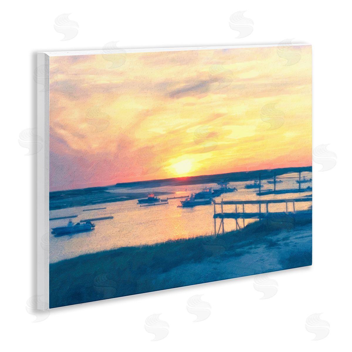 Boats Illuminated at Sunset Wood Plaque Wall Art, Home Decor by Graffi*tee Studios