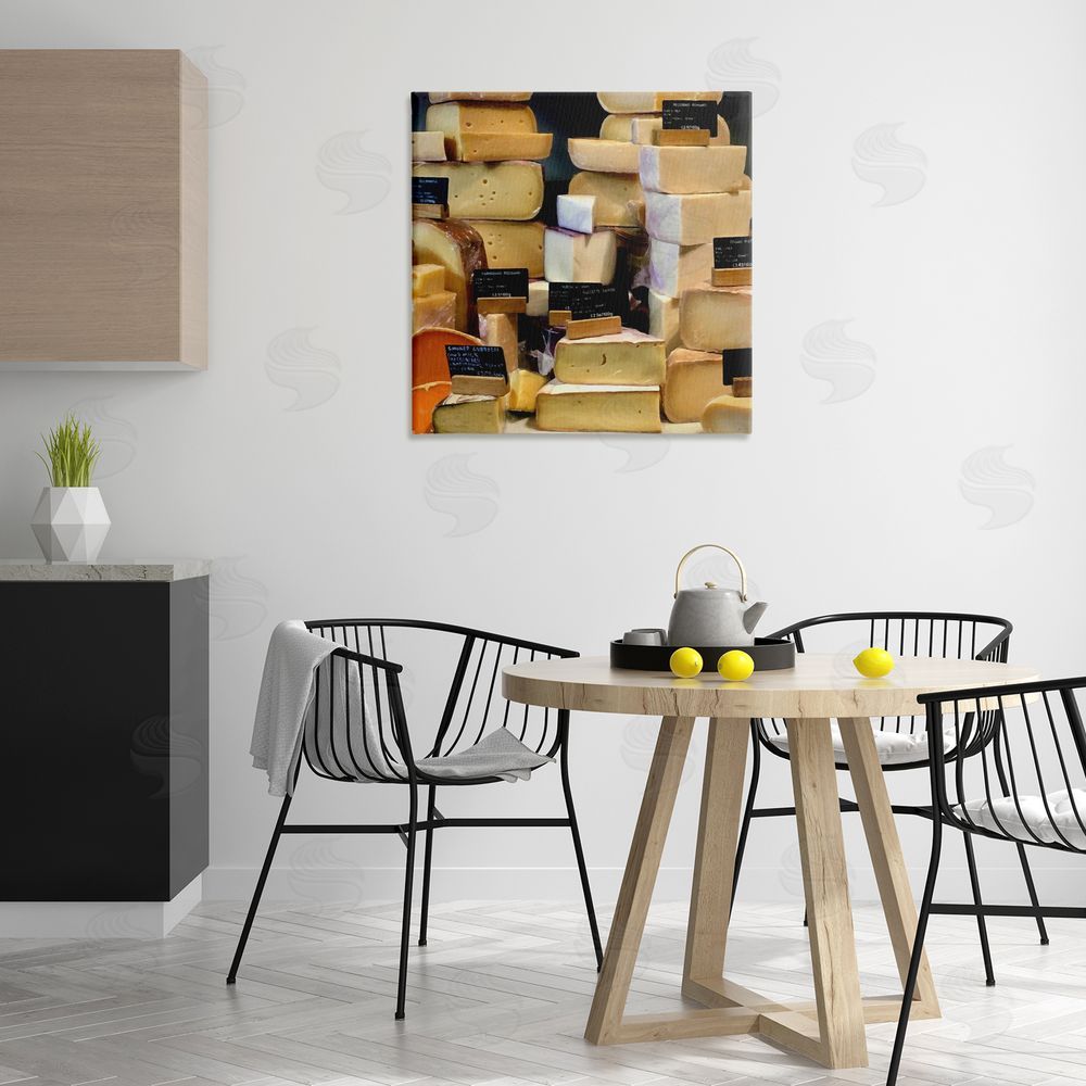 Graffitee Studios Various Cheeses Still Life Canvas Wall Art Print in Room