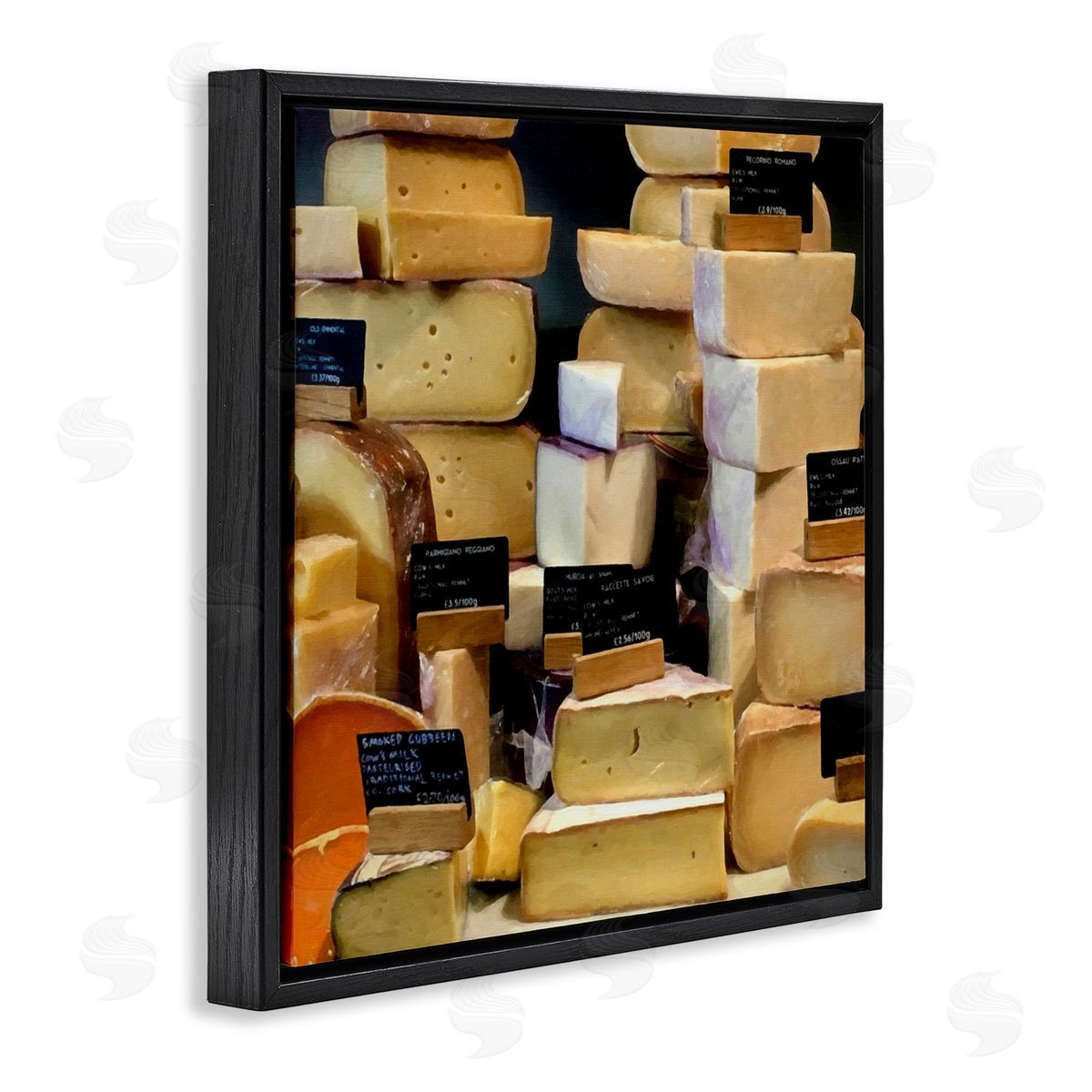 Graffitee Studios Various Cheeses Still Life Black Floating Frame Canvas Wall Art Print