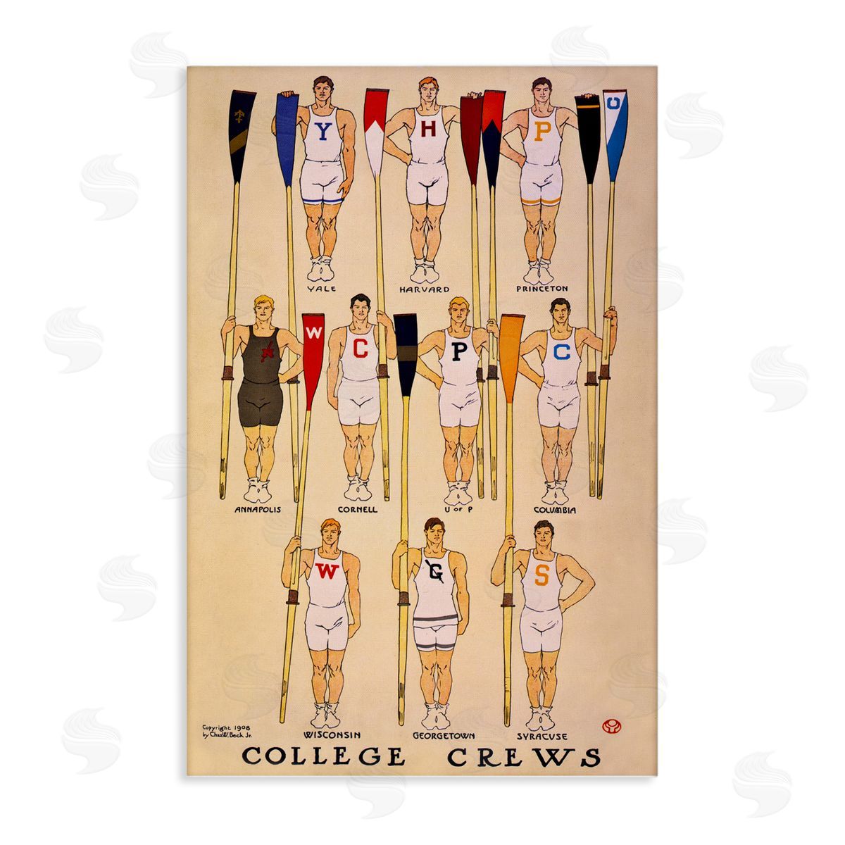 Vintage College Crews Canvas Wall Art, Home Decor by Graffi*tee Studios