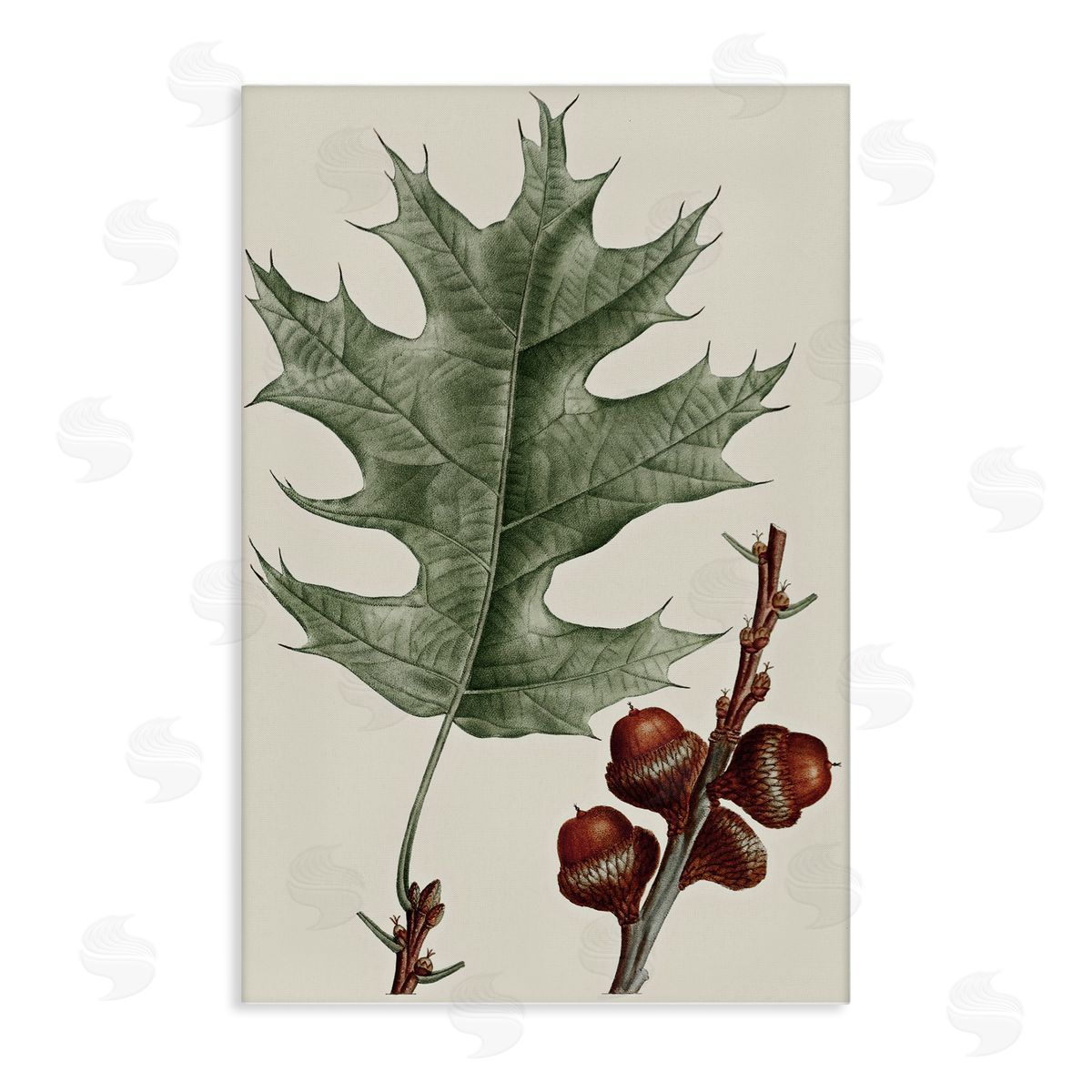 Vintage Black Oak Leaf Canvas Wall Art, Home Decor by Graffi*tee Studios