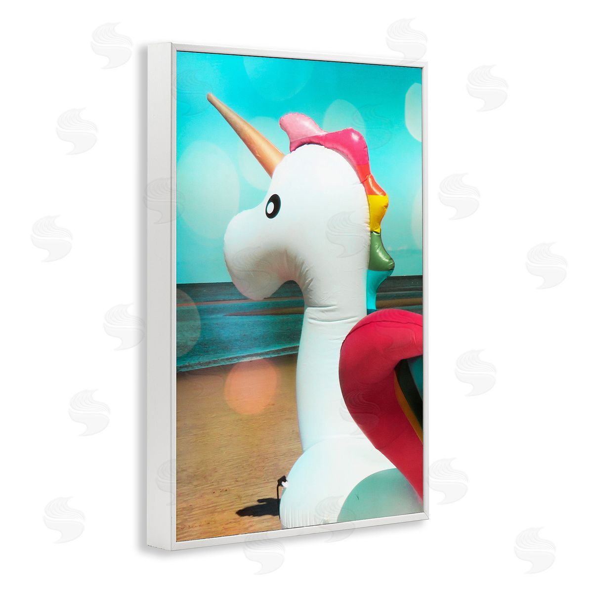 Unicorn Basking in Bokeh White Frame Print Wall Art, Home Decor by Graffi*tee Studios