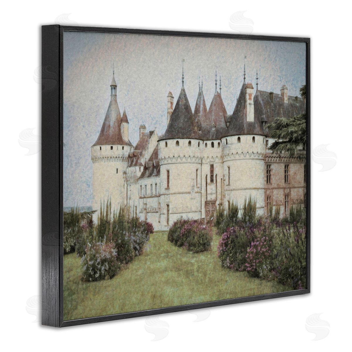 Graffitee Studios French Castle Landmark Black Framed Giclee Wall Art Print