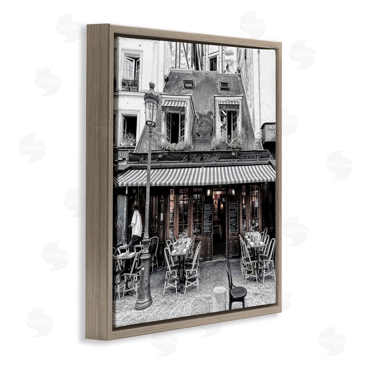 Graffitee Studios Sidewalk Café Bistro Brown Floating Frame Canvas Wall Art Print
