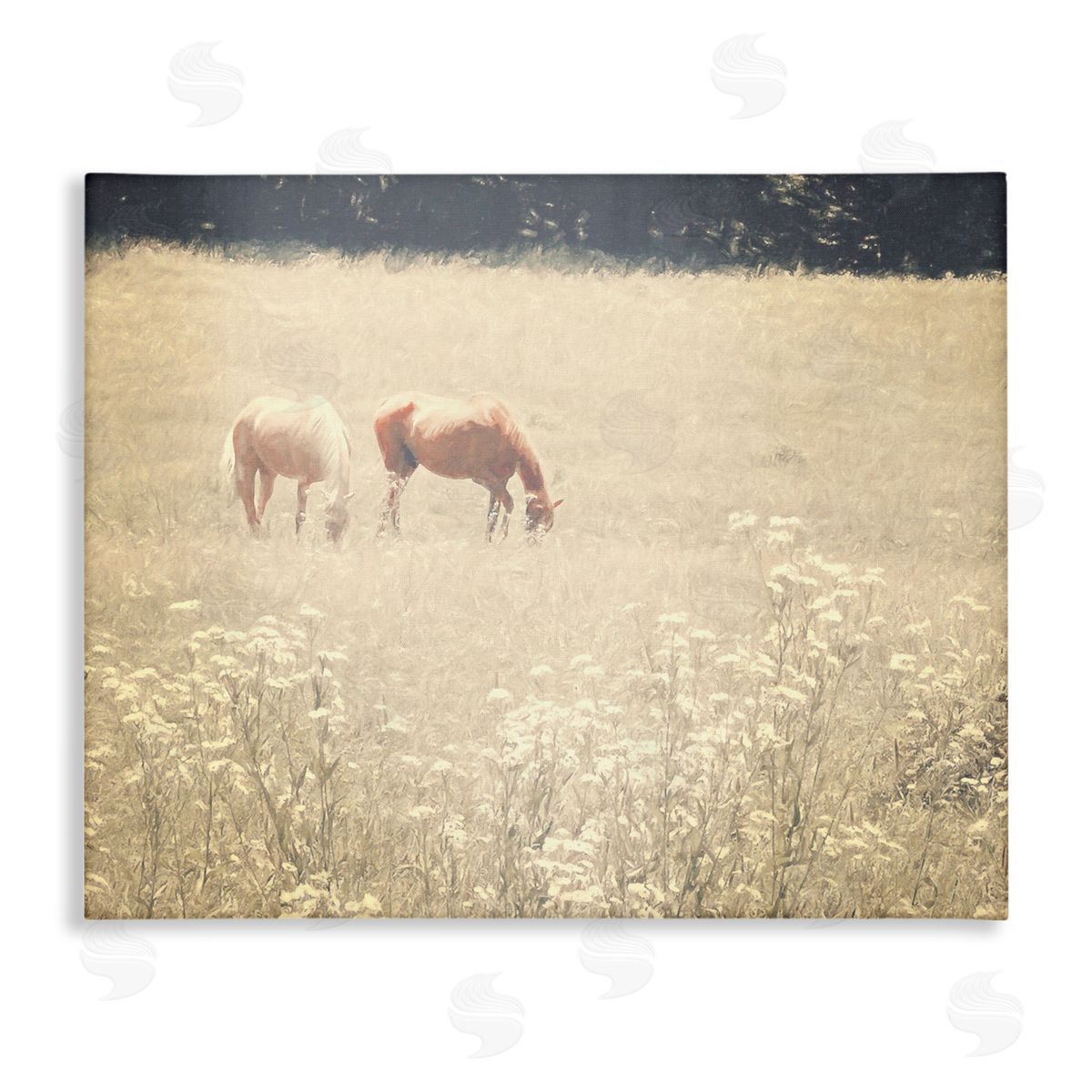 Graffitee Studios Pair of Horses Grazing Canvas Wall Art Print