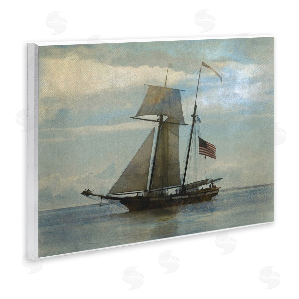 Classic Ship with Flag Wood Plaque Wall Art, Home Decor by Graffi*tee Studios