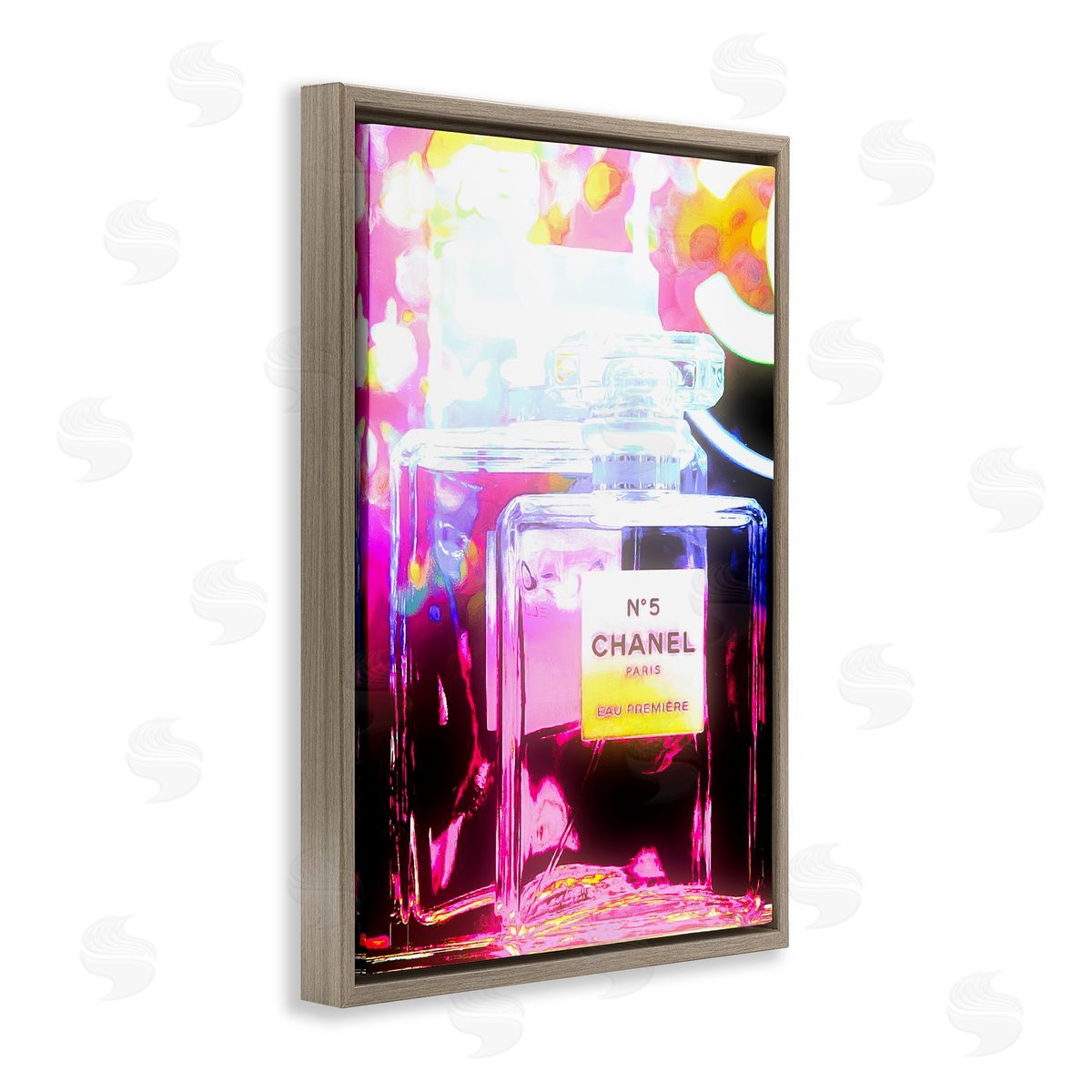 Pretty In Pink Perfume Brown Floating Frame Canvas Wall Art, Home Decor by Graffi*tee Studios