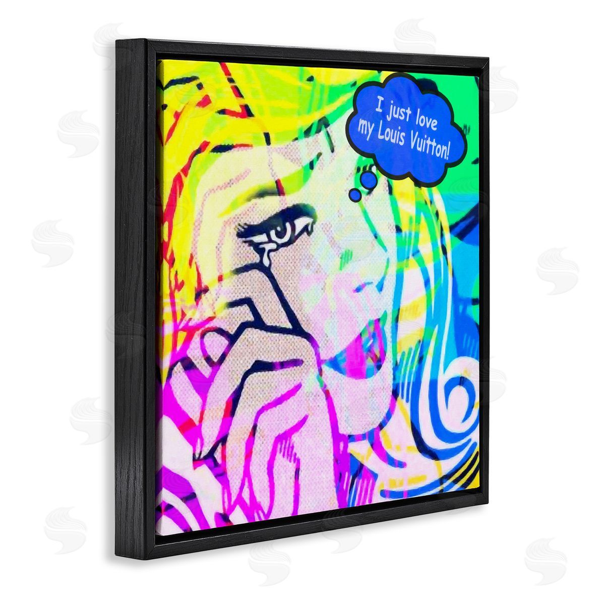 Graffitee Studios Pop Comic Style Glam Black Floating Frame Canvas Wall Art Print