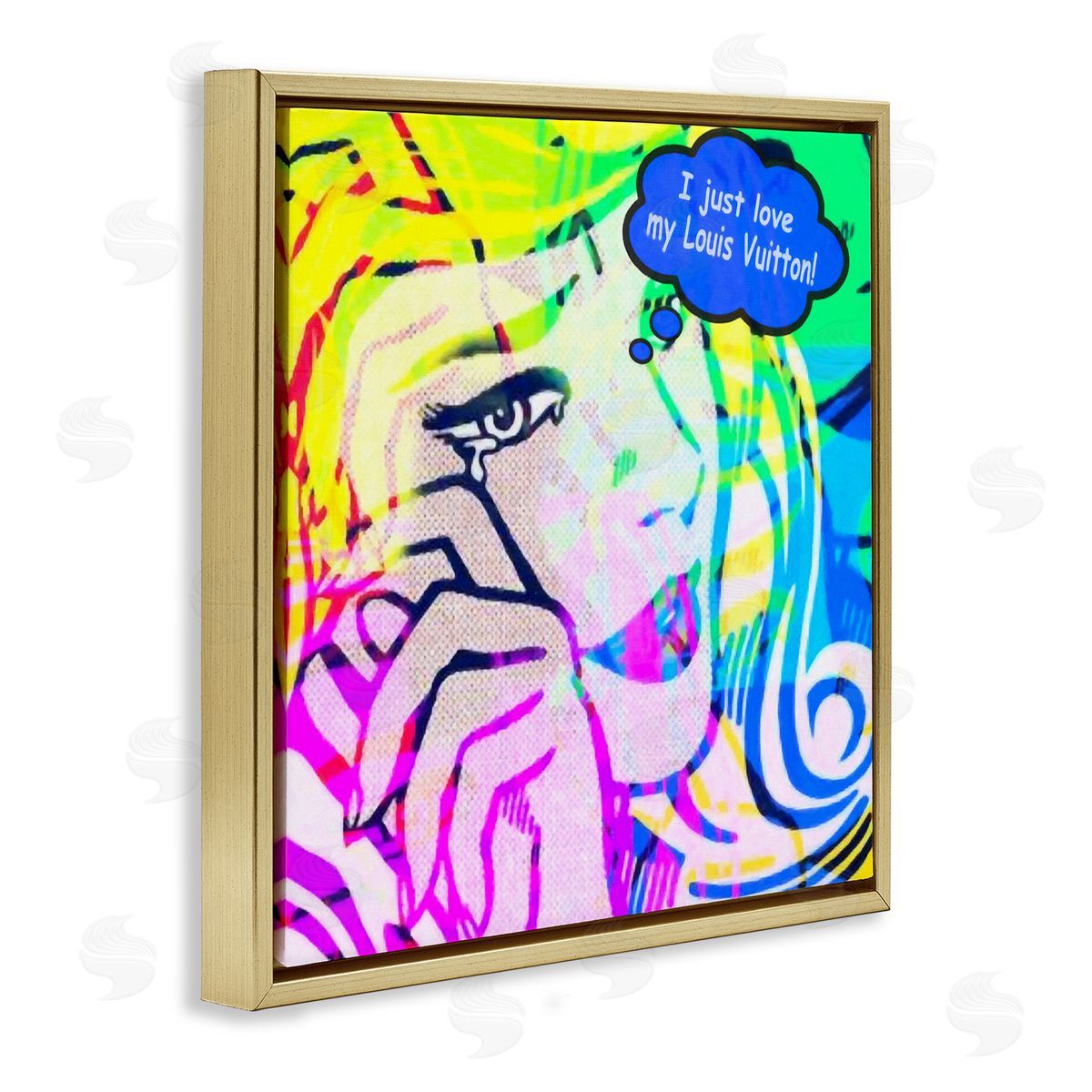 Graffitee Studios Pop Comic Style Glam Gold Floating Frame Canvas Wall Art Print