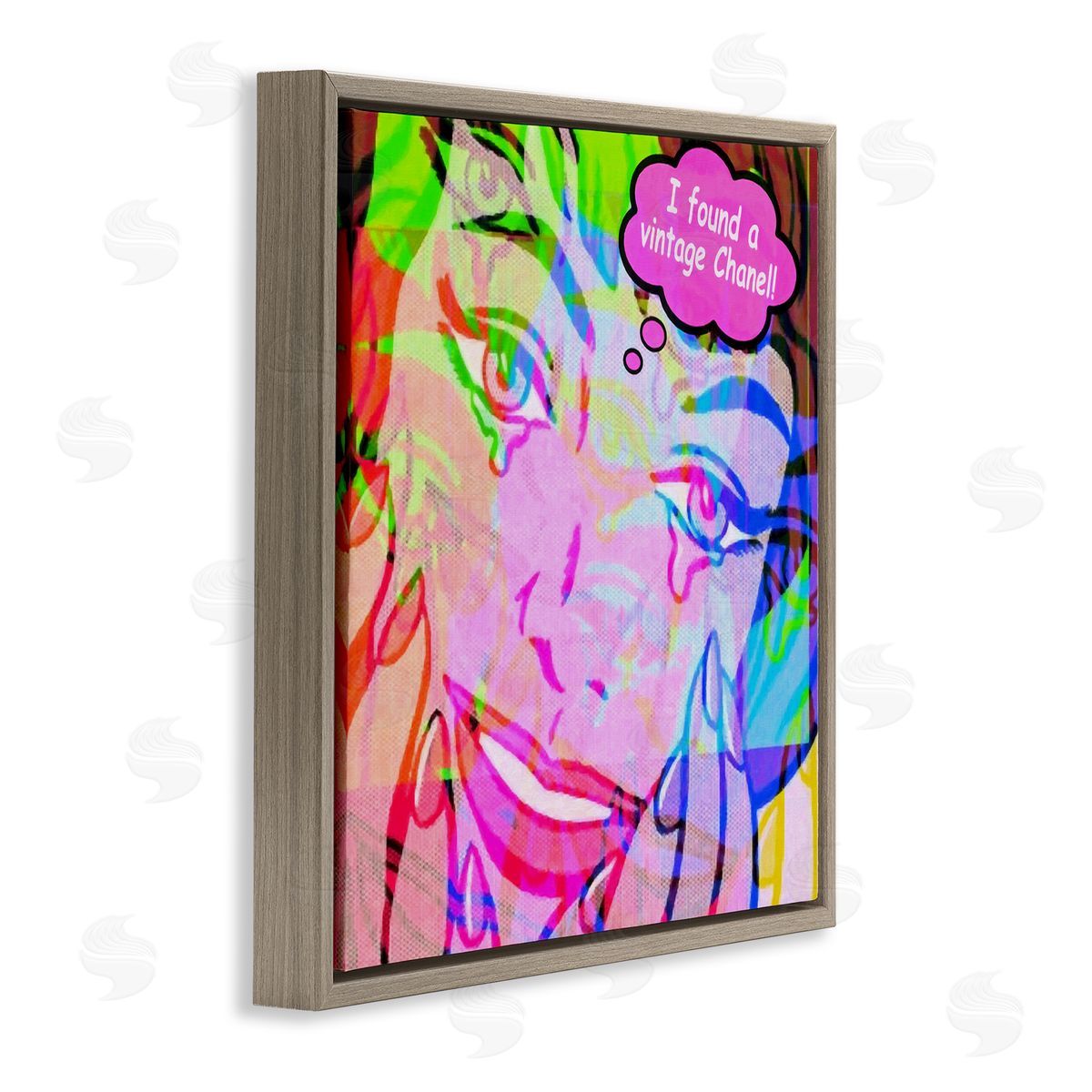 Graffitee Studios Pop Style Fashionista Brown Floating Frame Canvas Wall Art Print