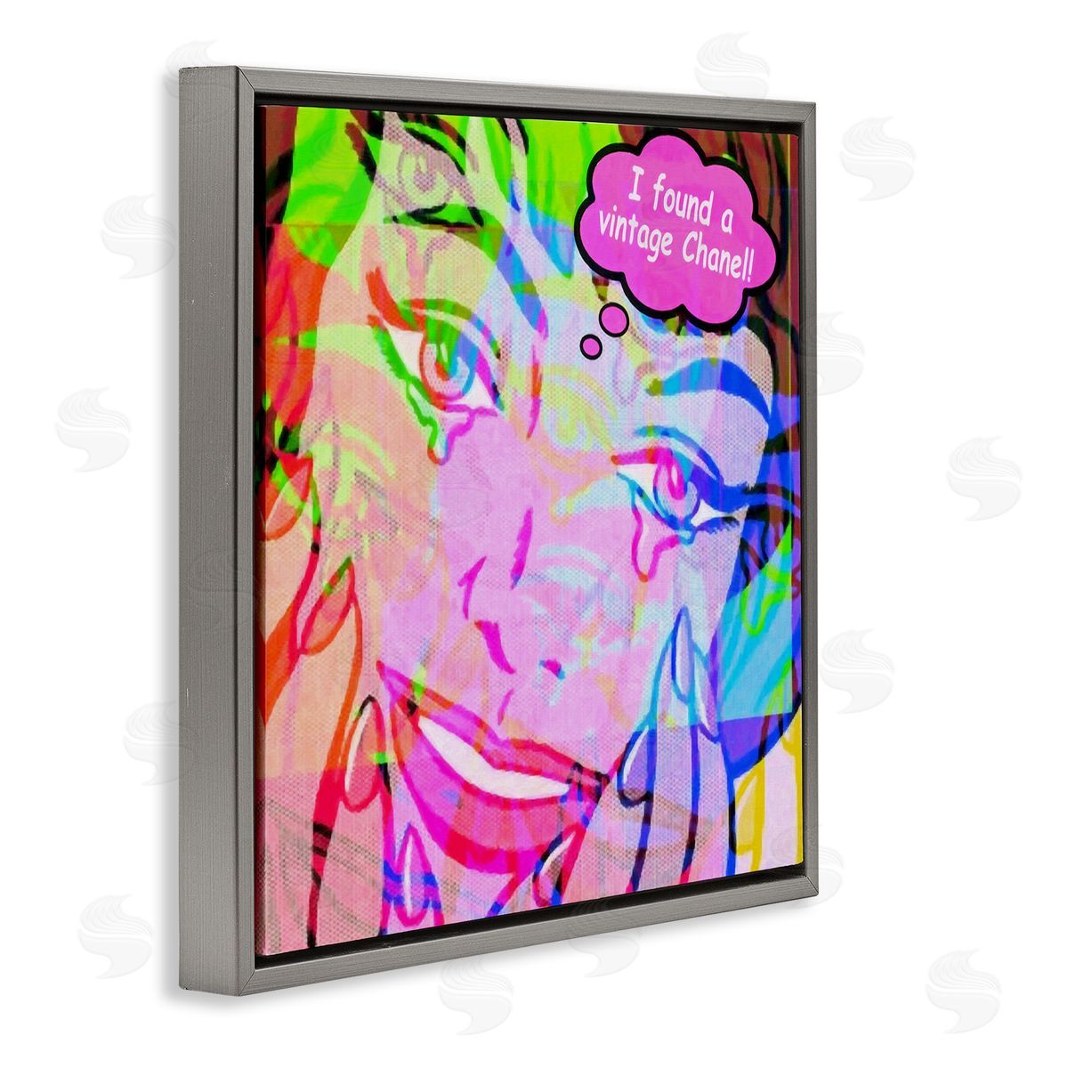 Graffitee Studios Pop Style Fashionista Gray Floating Frame Canvas Wall Art Print
