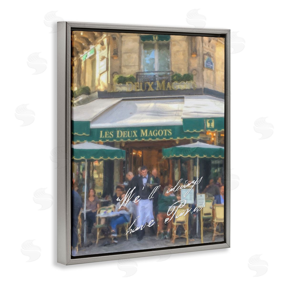 Always Have Paris Bistro Grey Floating Frame Canvas Wall Art, Home Decor by Graffi*tee Studios