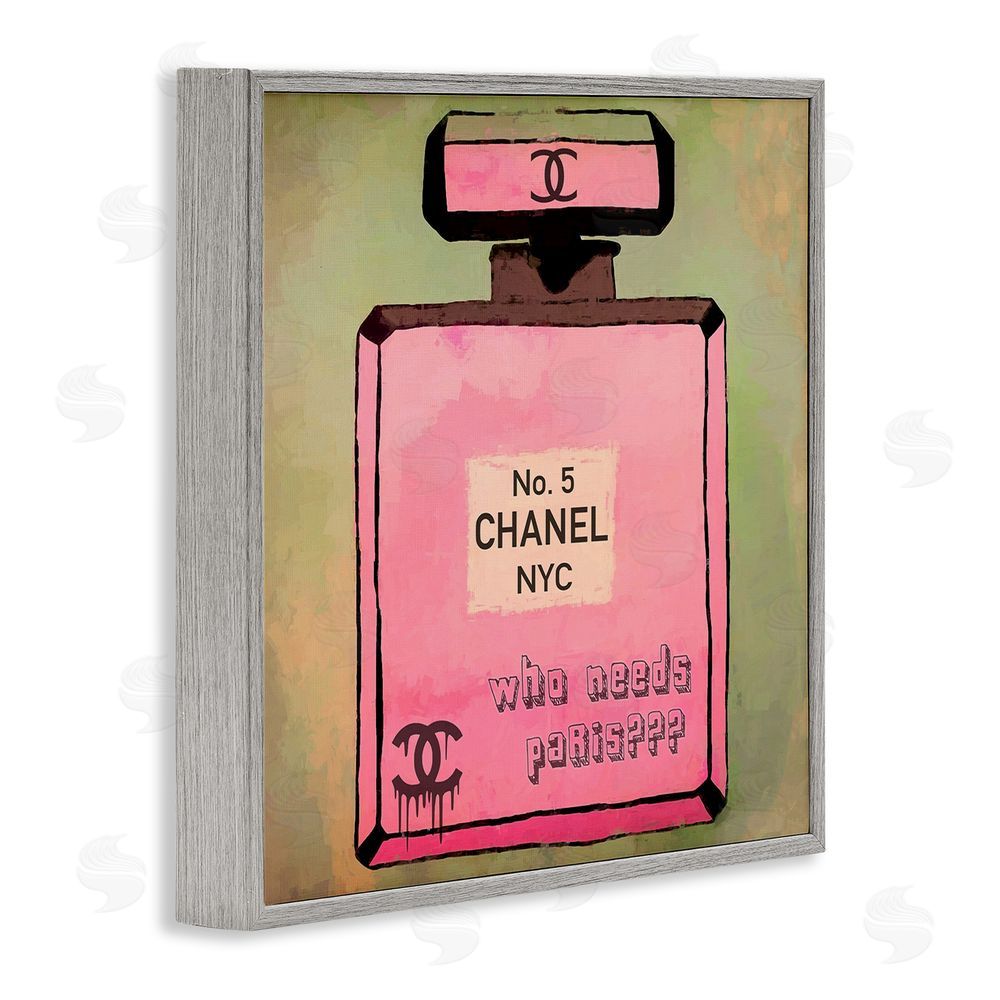 Graffitee Studios Who Needs Paris Glam Perfume Gray Framed Giclee Wall Art Print