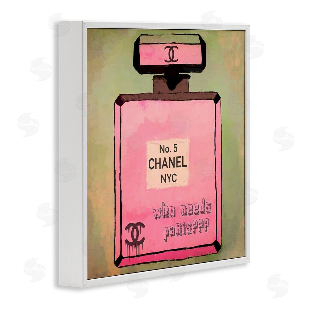 Graffitee Studios Who Needs Paris Glam Perfume White Framed Giclee Wall Art Print
