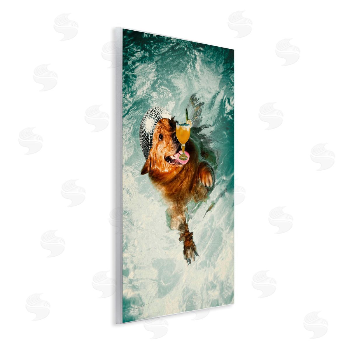Disco Dog in Pool Wood Plaque Wall Art, Home Decor by Graffi*tee Studios