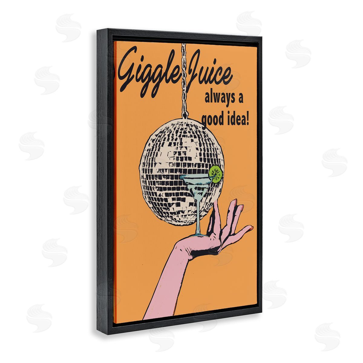 Giggle Juice Cocktail Black Floating Frame Canvas Wall Art, Home Decor by Graffi*tee Studios