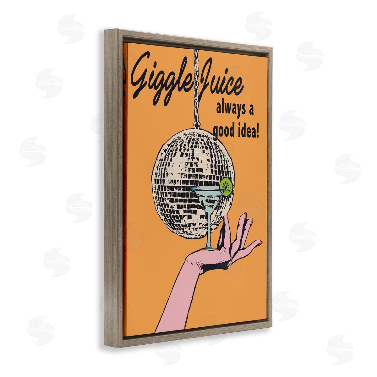 Giggle Juice Cocktail Brown Floating Frame Canvas Wall Art, Home Decor by Graffi*tee Studios