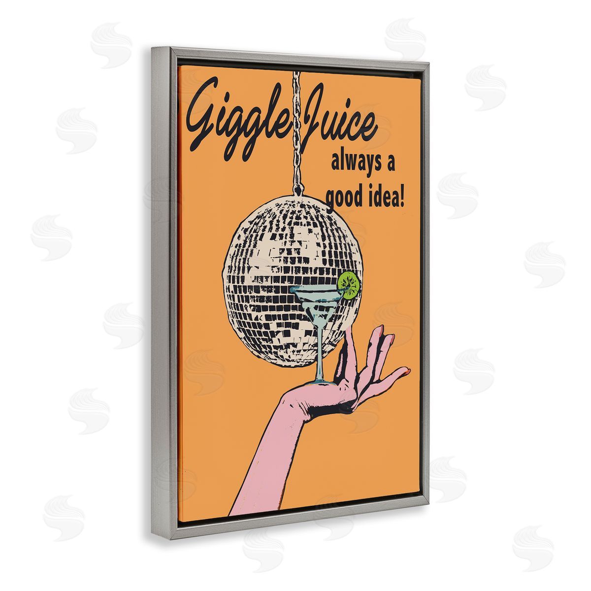 Giggle Juice Cocktail Grey Floating Frame Canvas Wall Art, Home Decor by Graffi*tee Studios