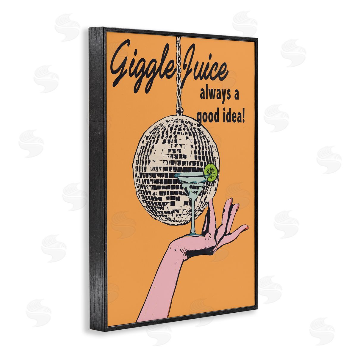 Giggle Juice Cocktail Black Frame Print Wall Art, Home Decor by Graffi*tee Studios