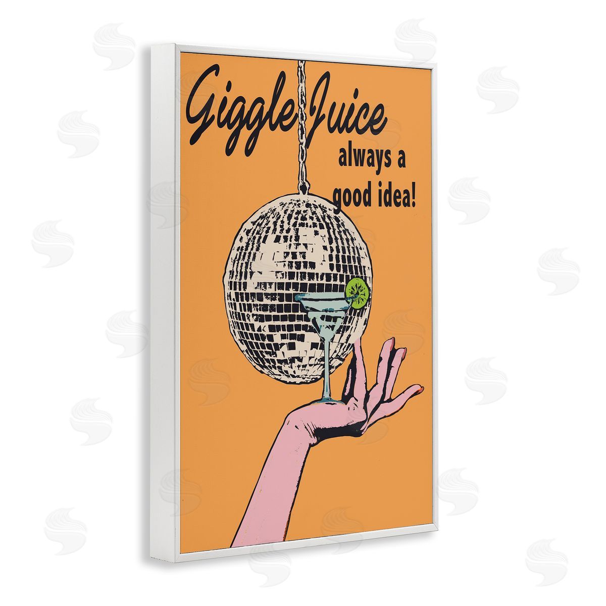 Giggle Juice Cocktail White Frame Print Wall Art, Home Decor by Graffi*tee Studios