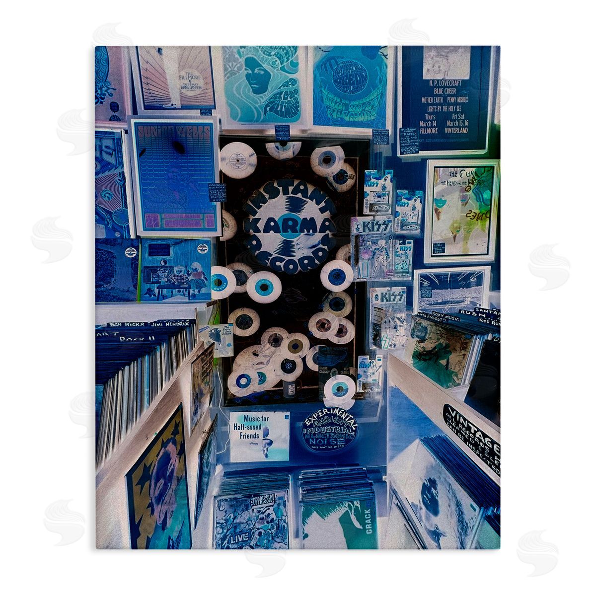 Vintage Record Store Canvas Wall Art, Home Decor by Graffi*tee Studios