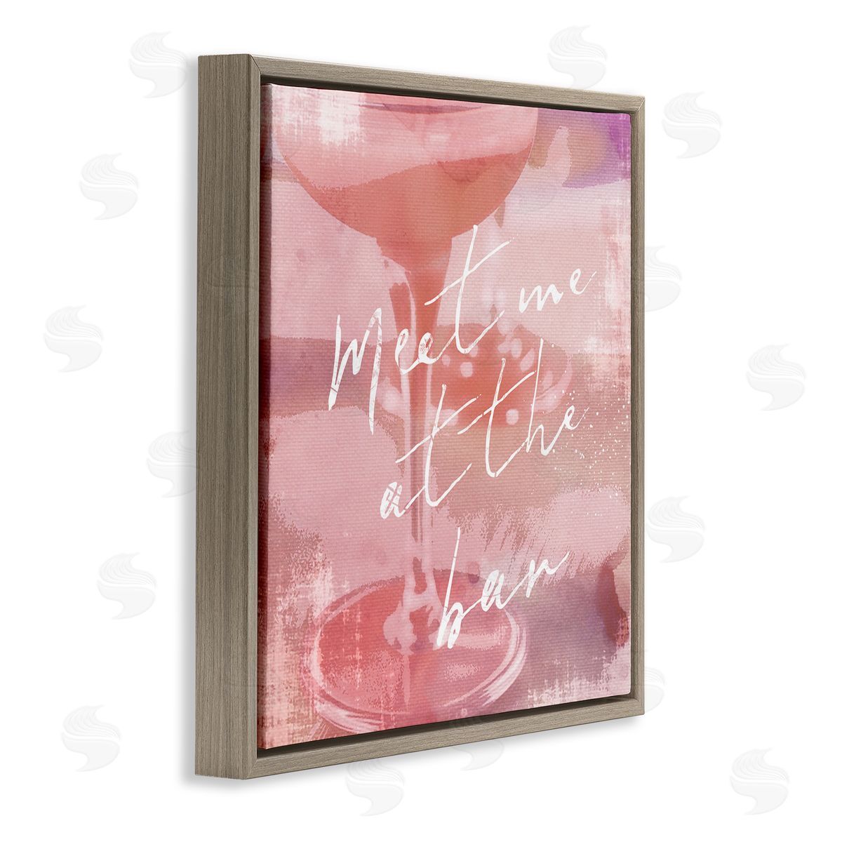 Graffitee Studios Meet Me at Bar Martini Brown Floating Frame Canvas Wall Art Print