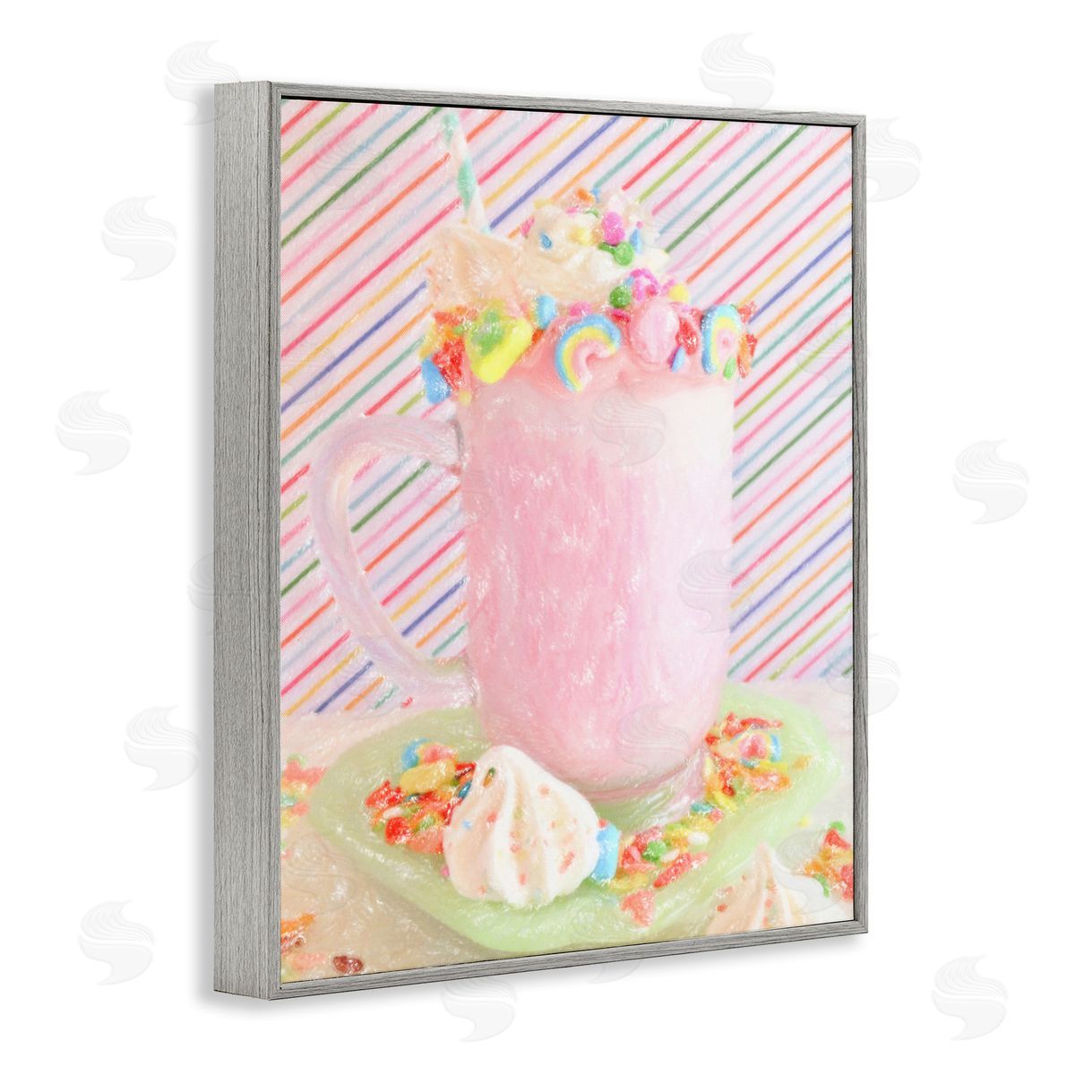 Sweet Dreams Milkshake Grey Frame Print Wall Art, Home Decor by Graffi*tee Studios