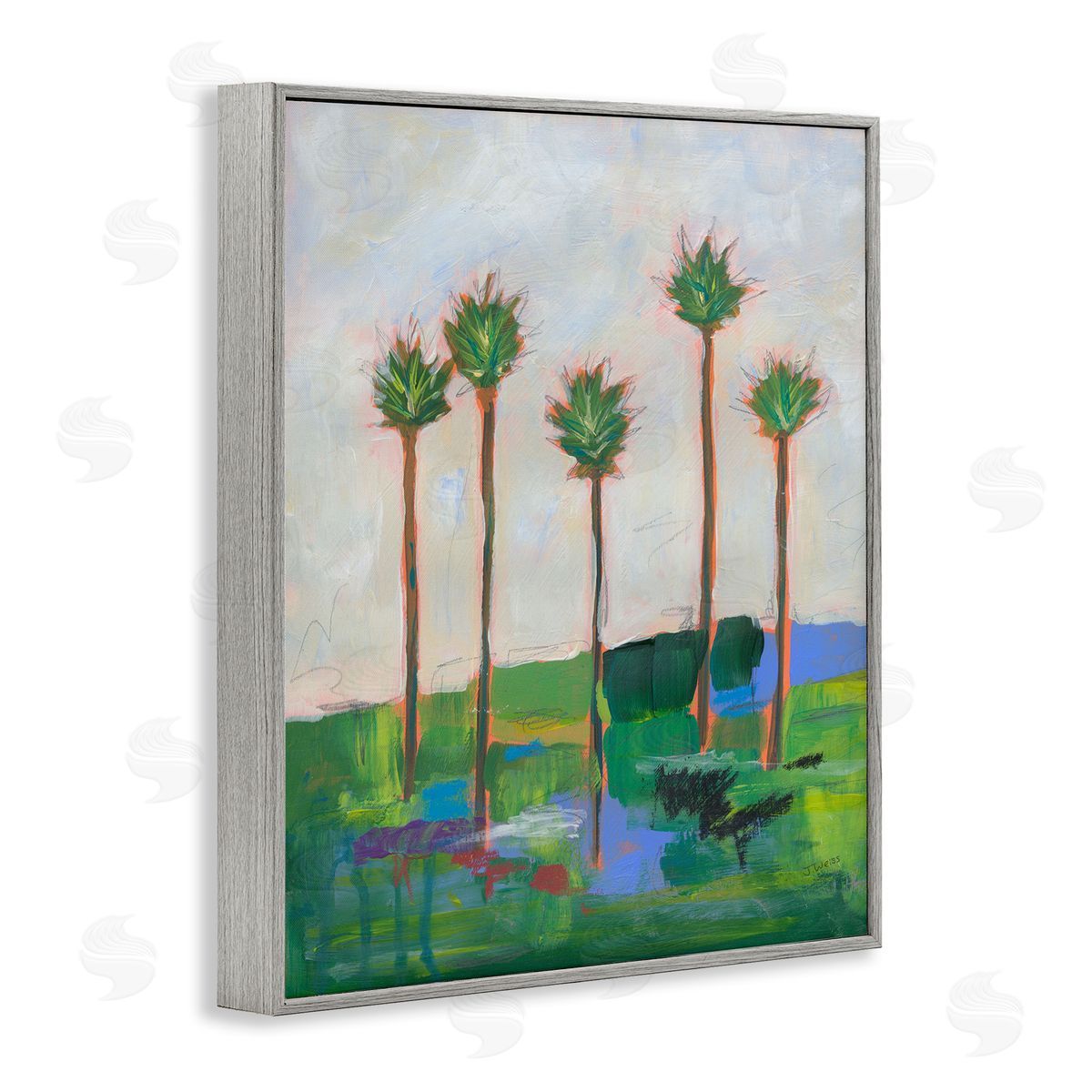 Tall Palms Impression Grey Frame Print Wall Art, Home Decor by Jan Weiss