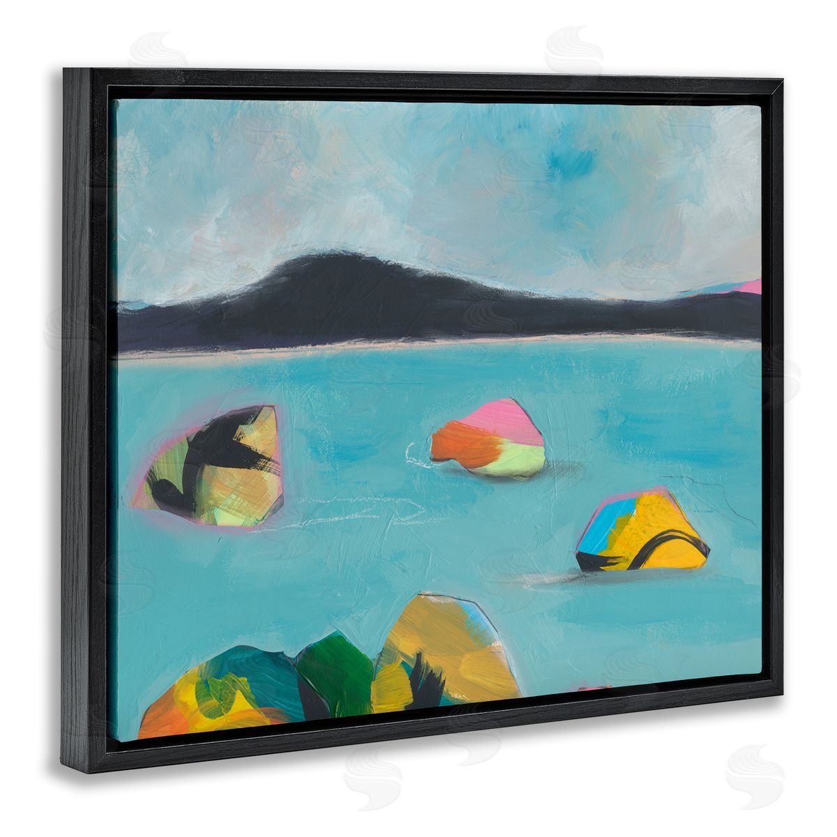 Jan Weiss Abstract Sea Buoys Black Floating Frame Canvas Wall Art Print