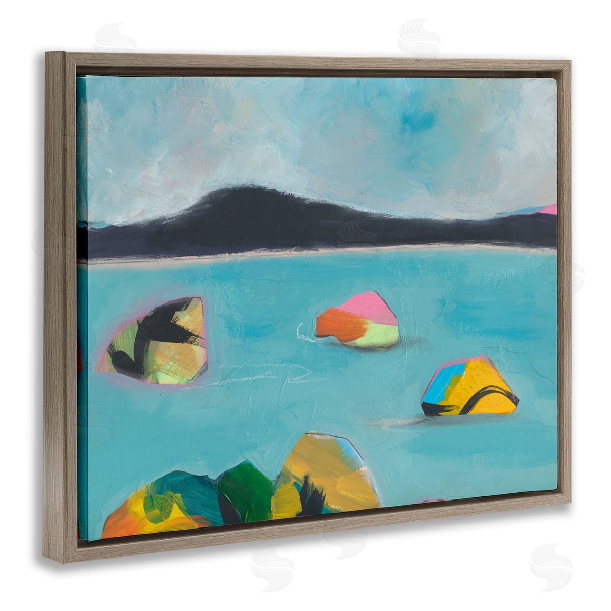 Jan Weiss Abstract Sea Buoys Brown Floating Frame Canvas Wall Art Print