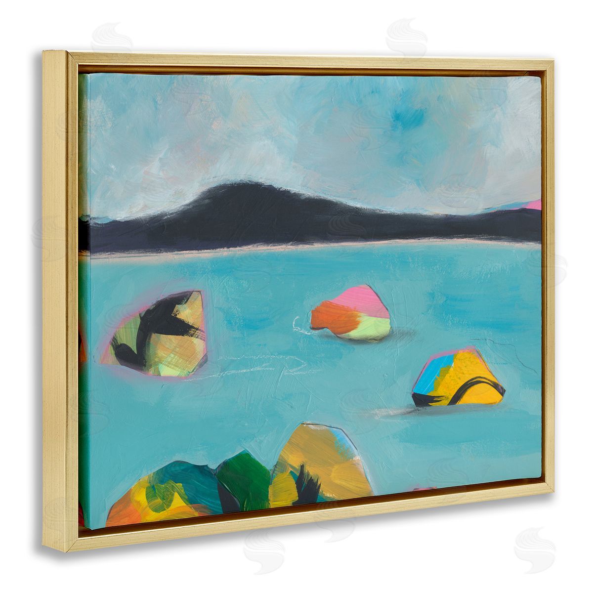 Jan Weiss Abstract Sea Buoys Gold Floating Frame Canvas Wall Art Print