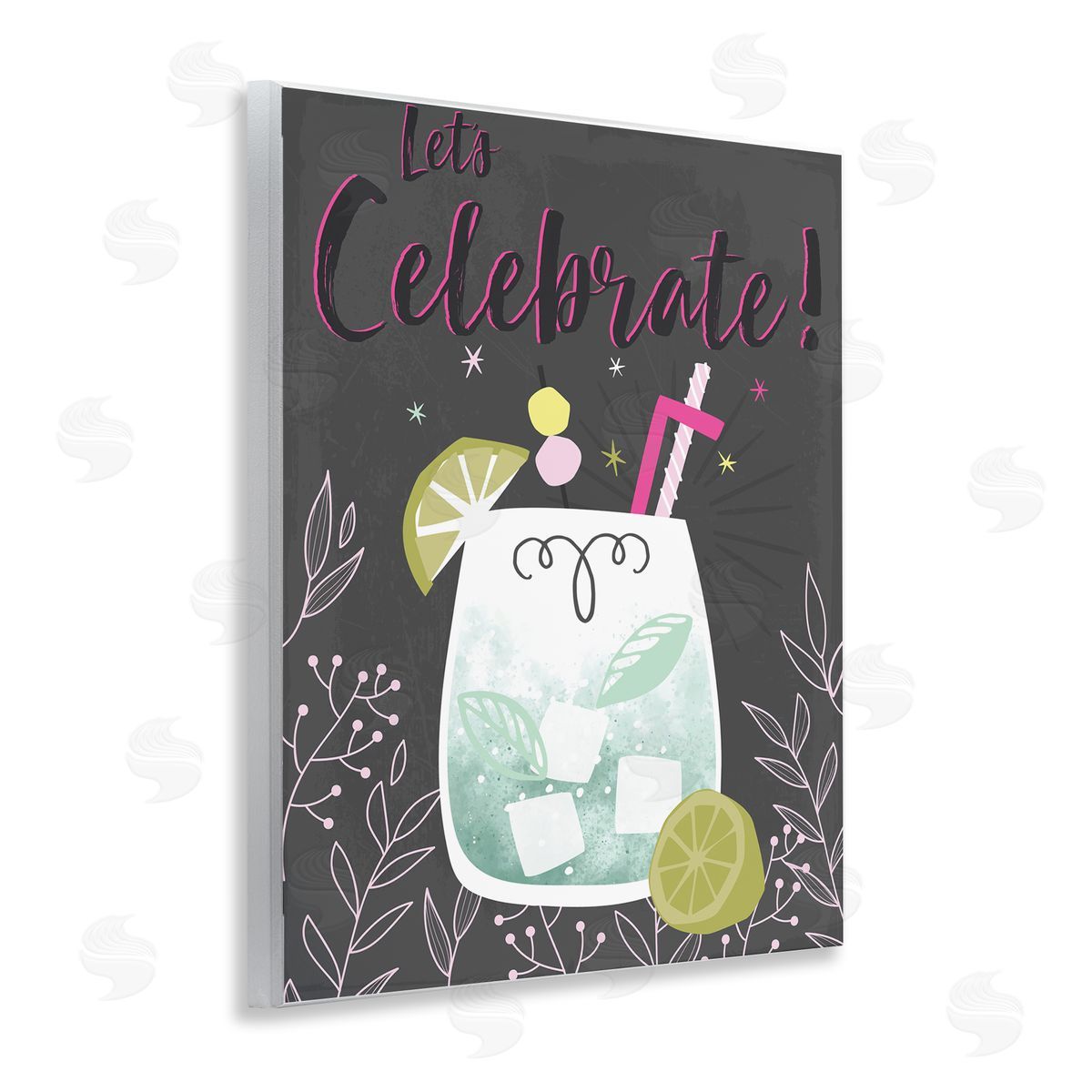 Let's Celebrate Cocktail Wood Plaque Wall Art, Home Decor by Angela Nickeas