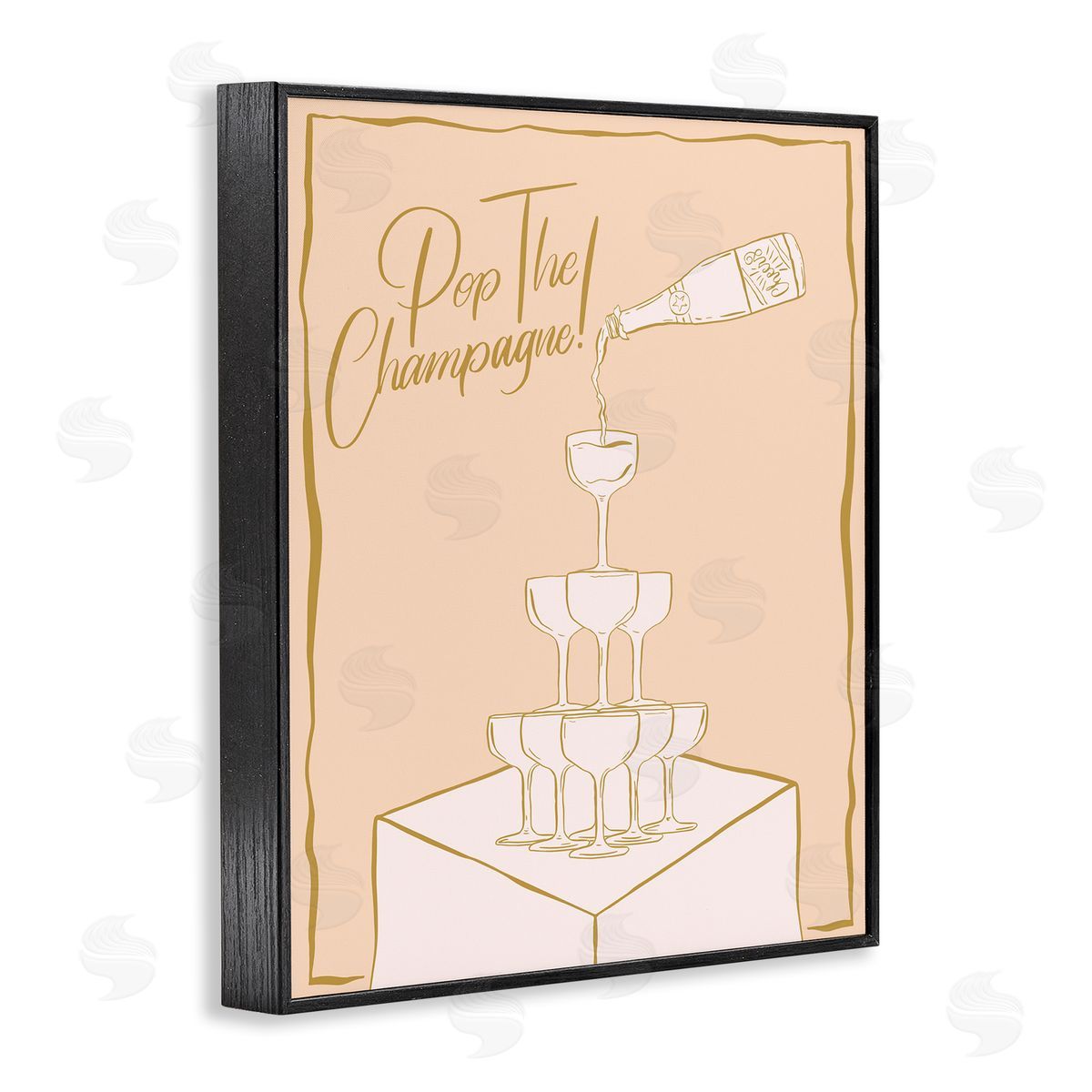 Pop The Champagne Phrase Black Frame Print Wall Art, Home Decor by Hey Bre! Creative Studio