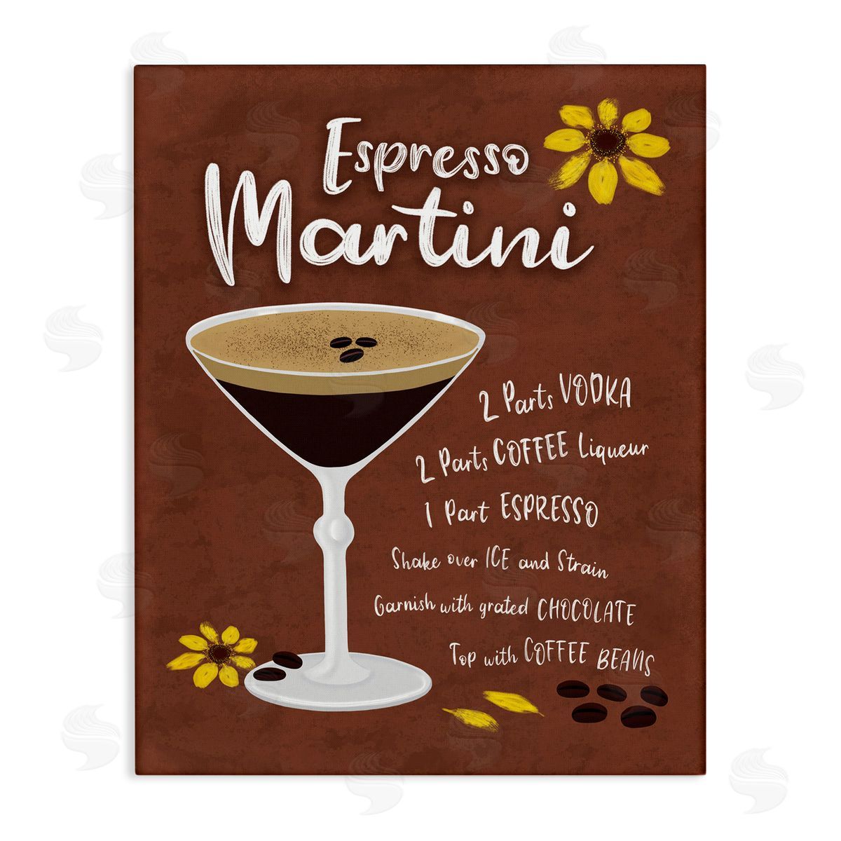 Espresso Martini with Recipe Canvas Wall Art, Home Decor by Deborah Curiel