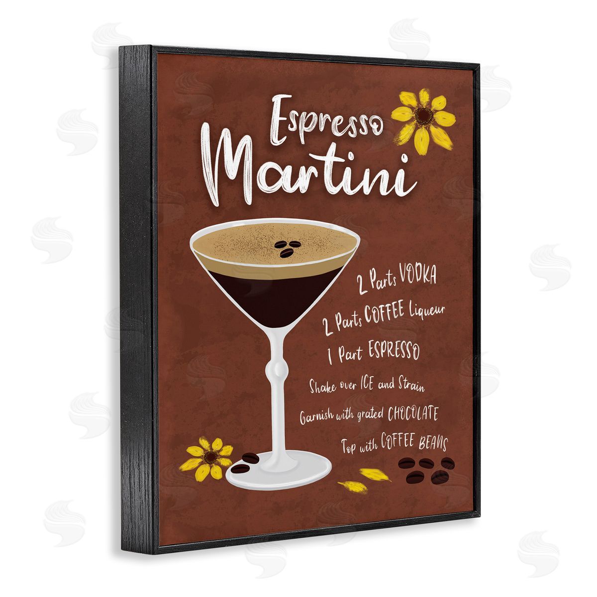 Espresso Martini with Recipe Black Frame Print Wall Art, Home Decor by Deborah Curiel
