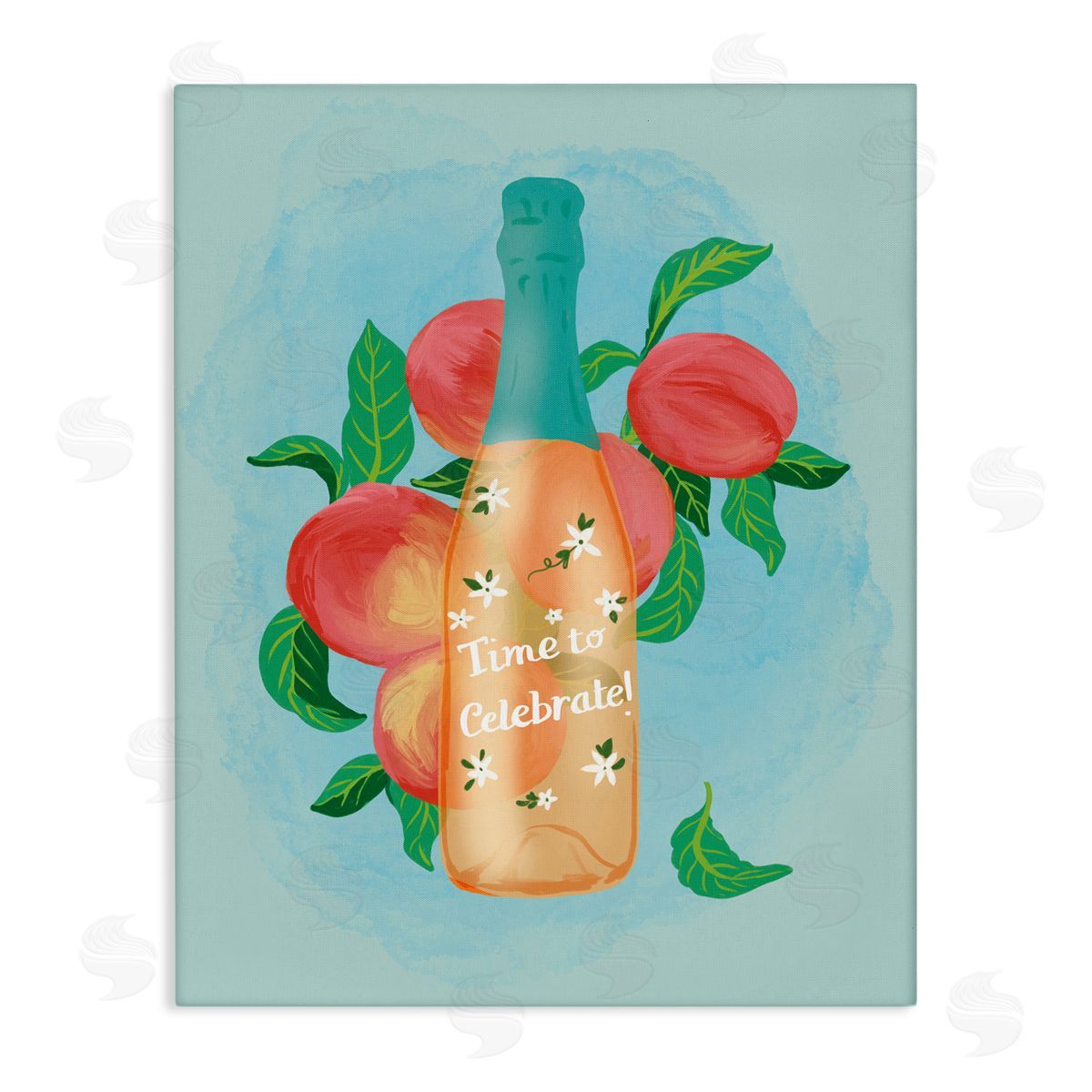Champagne with Budding Blooms Canvas Wall Art, Home Decor by Be Ni La