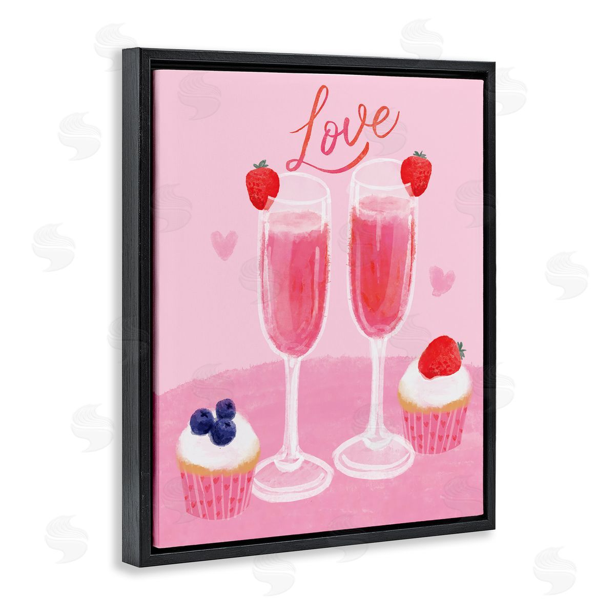 Valentine's Twin Champagne Black Floating Frame Canvas Wall Art, Home Decor by Be Ni La