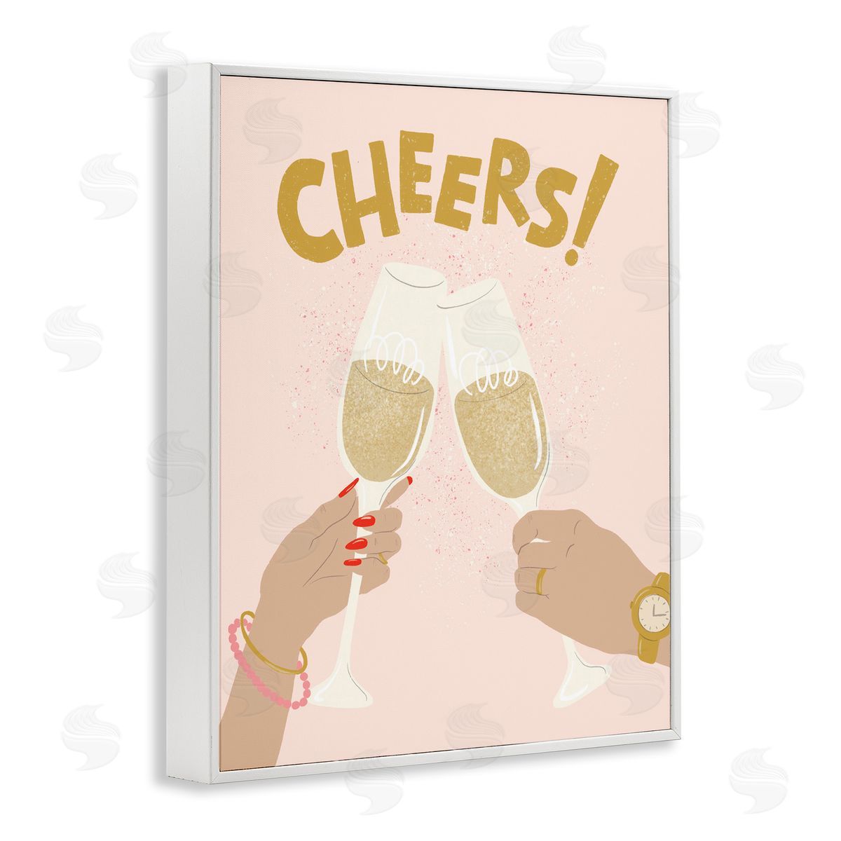 Celebration Cheers Drinks White Frame Print Wall Art, Home Decor by Kristina Hultkrantz