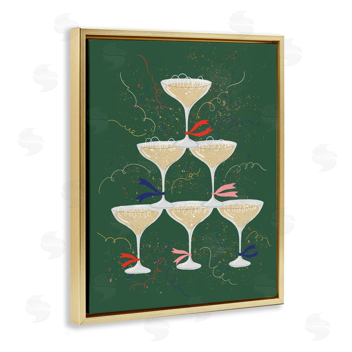 Celebration Drinks Tower Gold Floating Frame Canvas Wall Art, Home Decor by Kristina Hultkrantz