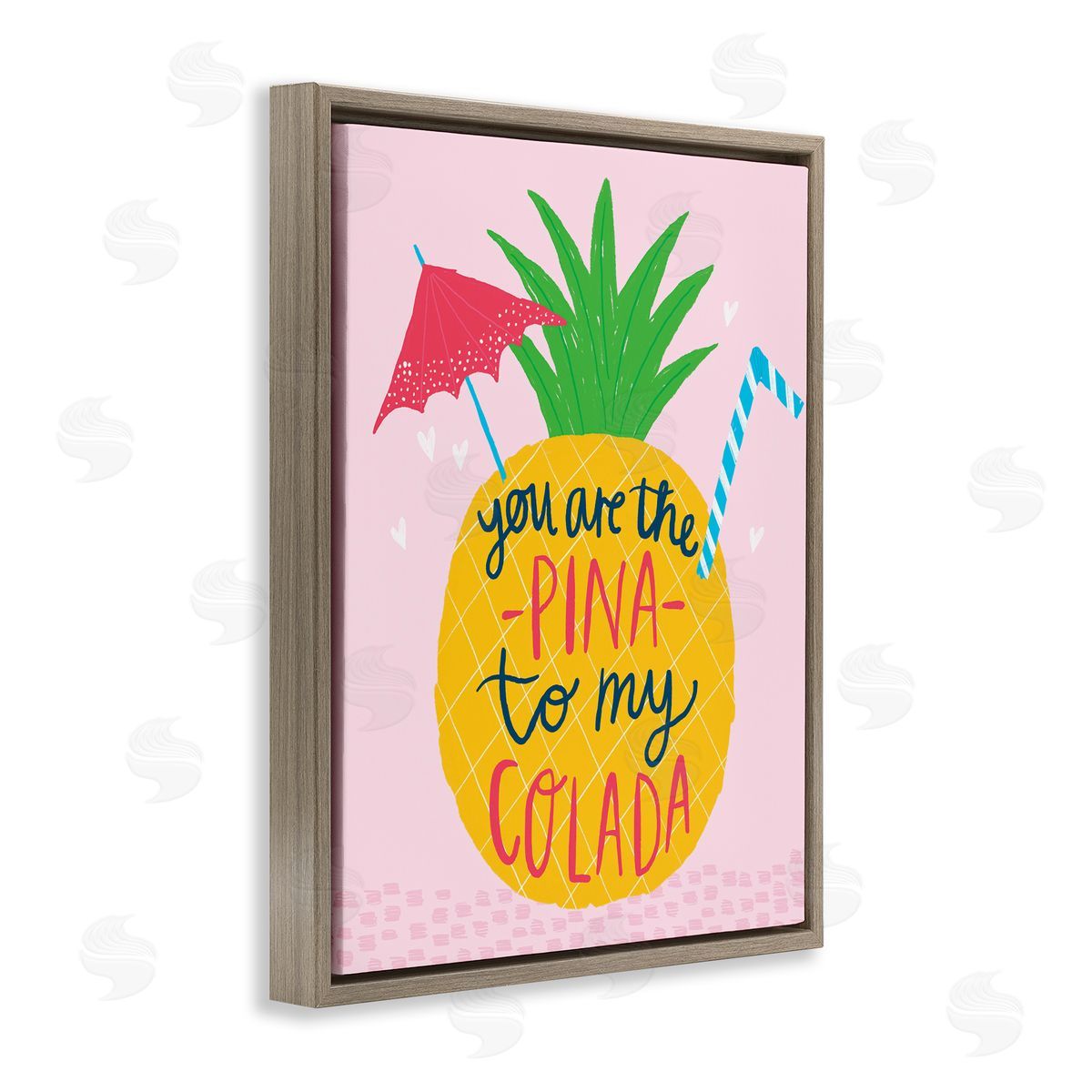 Pina To My Colada Brown Floating Frame Canvas Wall Art, Home Decor by Lisa Barlow