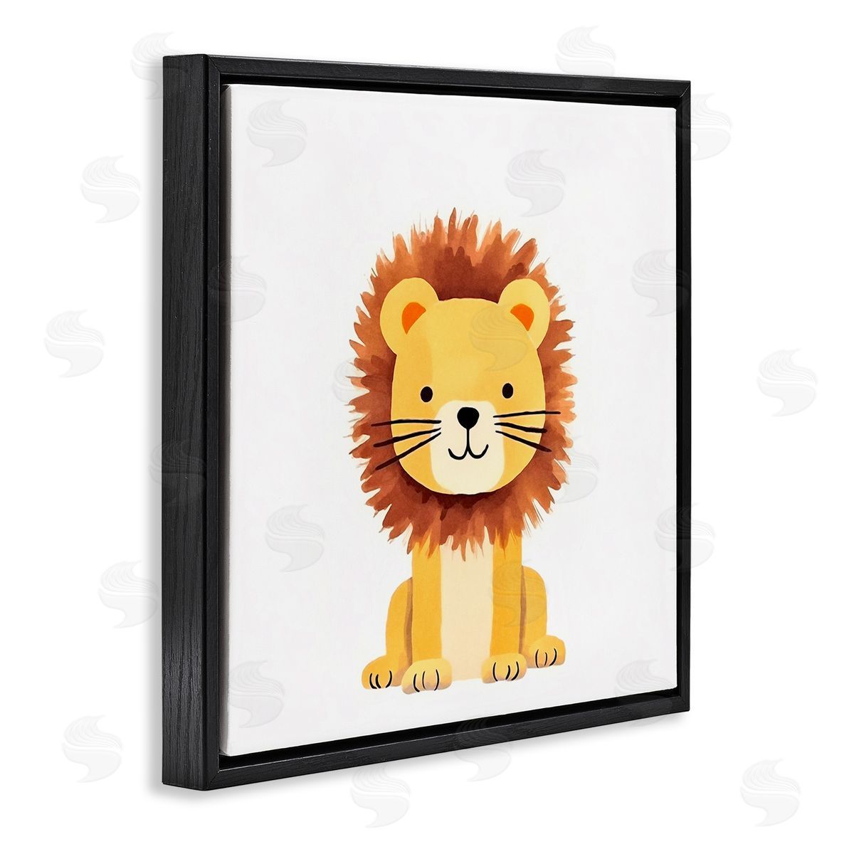 Andrea Haase Sitting Baby Lion Cub Black Floating Frame Canvas Wall Art Print