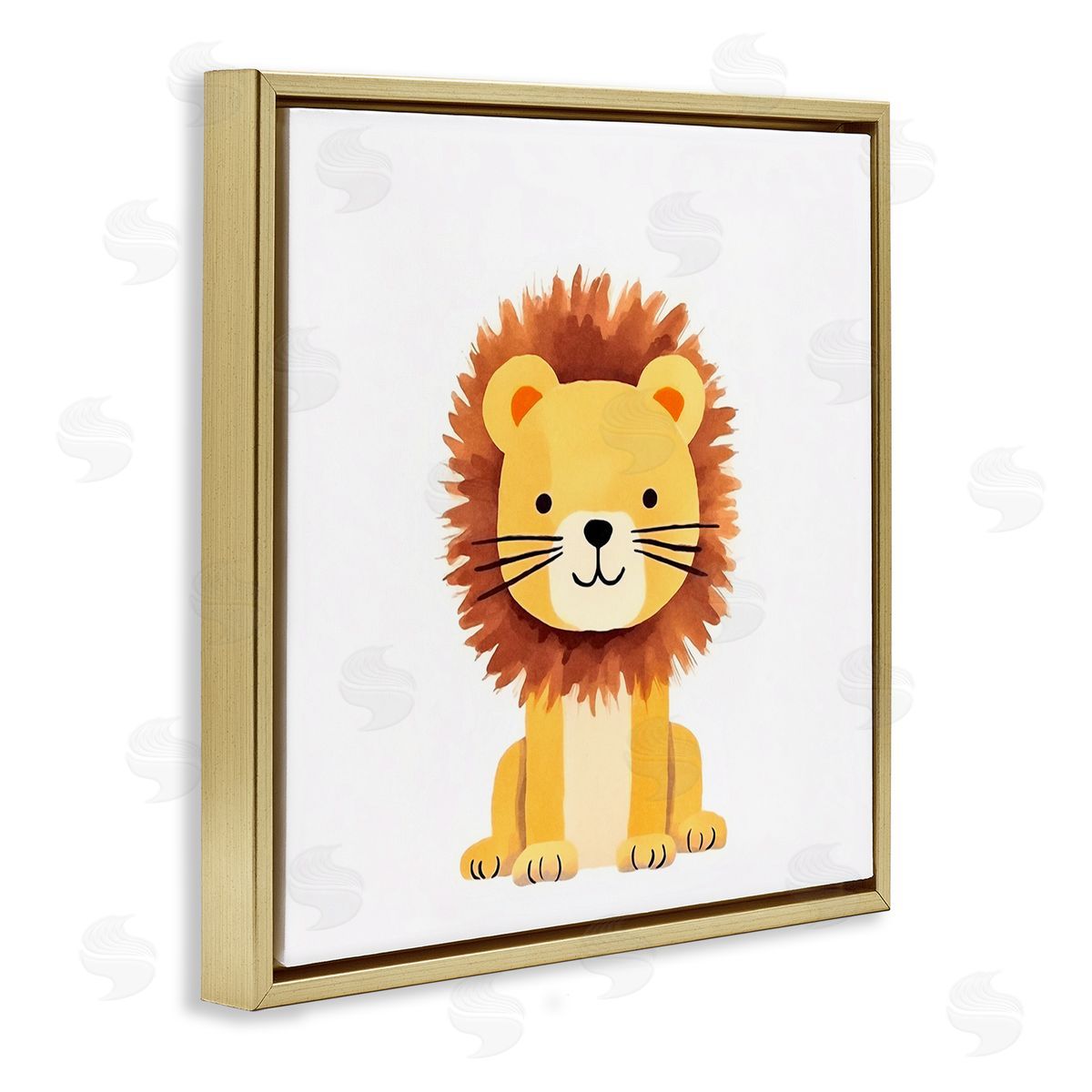 Andrea Haase Sitting Baby Lion Cub Gold Floating Frame Canvas Wall Art Print