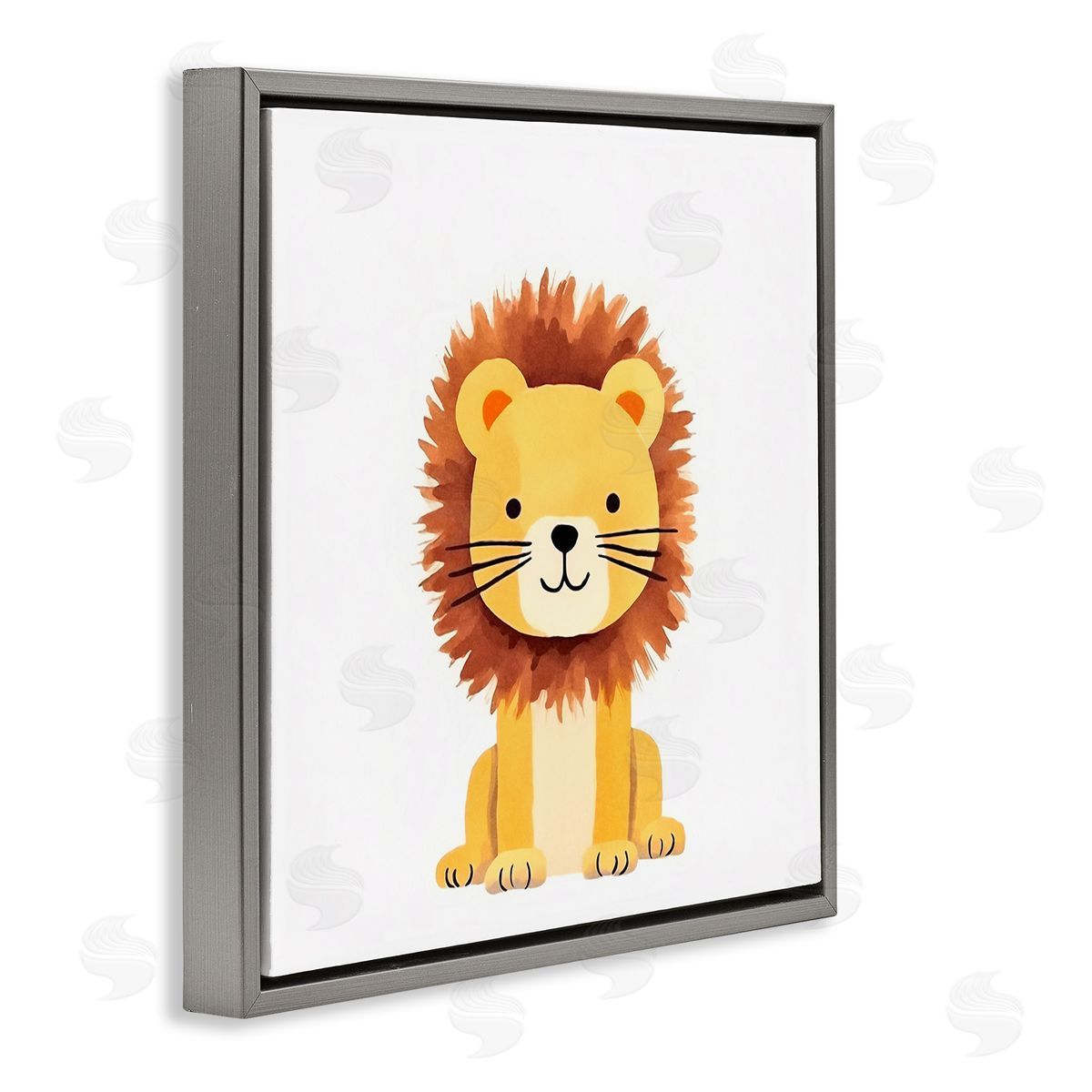 Andrea Haase Sitting Baby Lion Cub Gray Floating Frame Canvas Wall Art Print