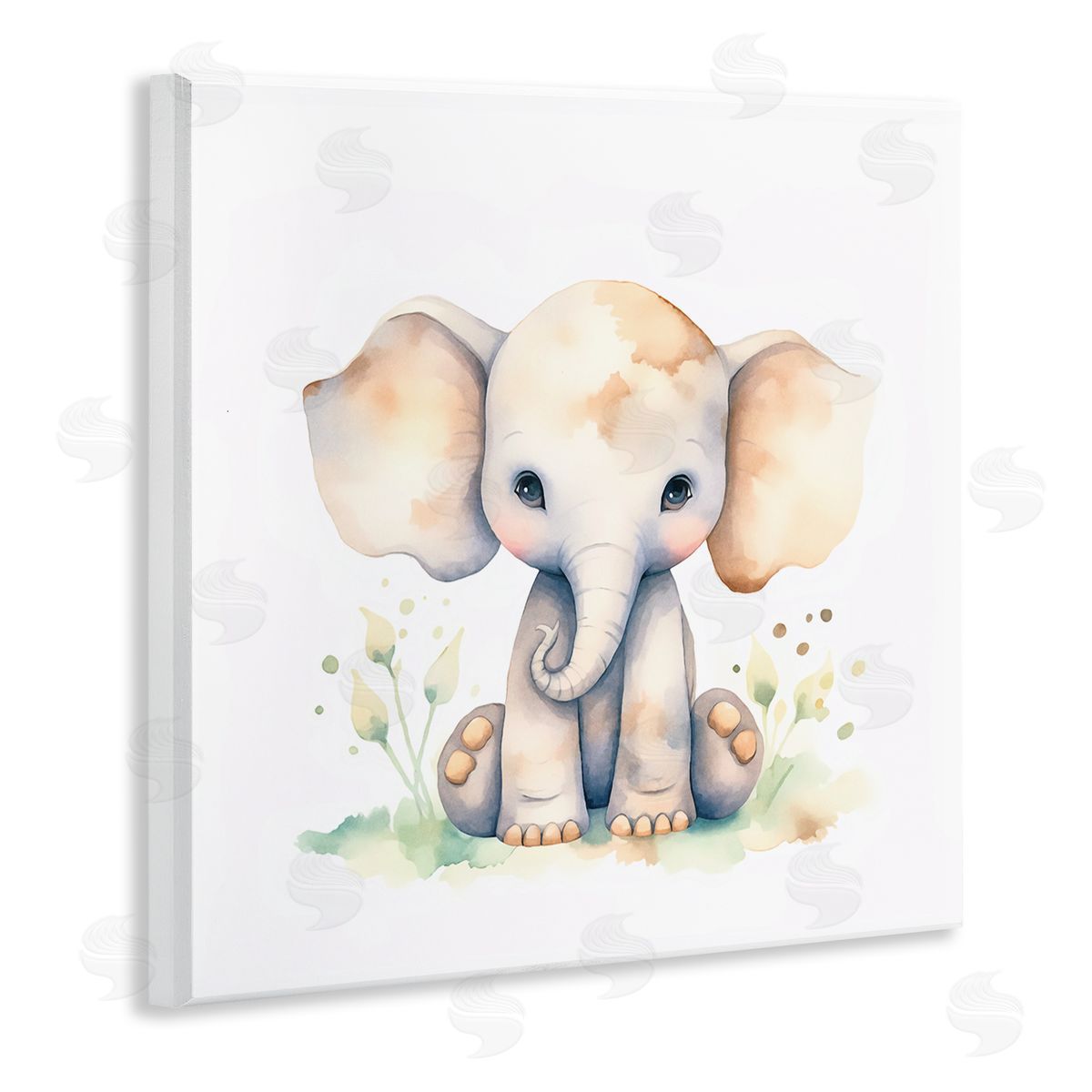 Andrea Haase Sitting Baby Elephant Wooden Wall Plaque Art Print