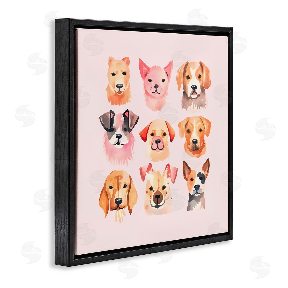 Andrea Haase Whimsy Dog Parade Black Floating Frame Canvas Wall Art Print