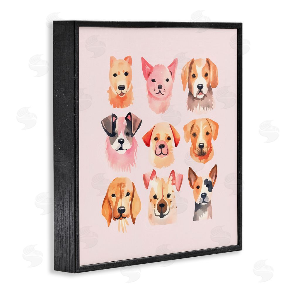 Andrea Haase Whimsy Dog Parade Black Framed Giclee Wall Art Print