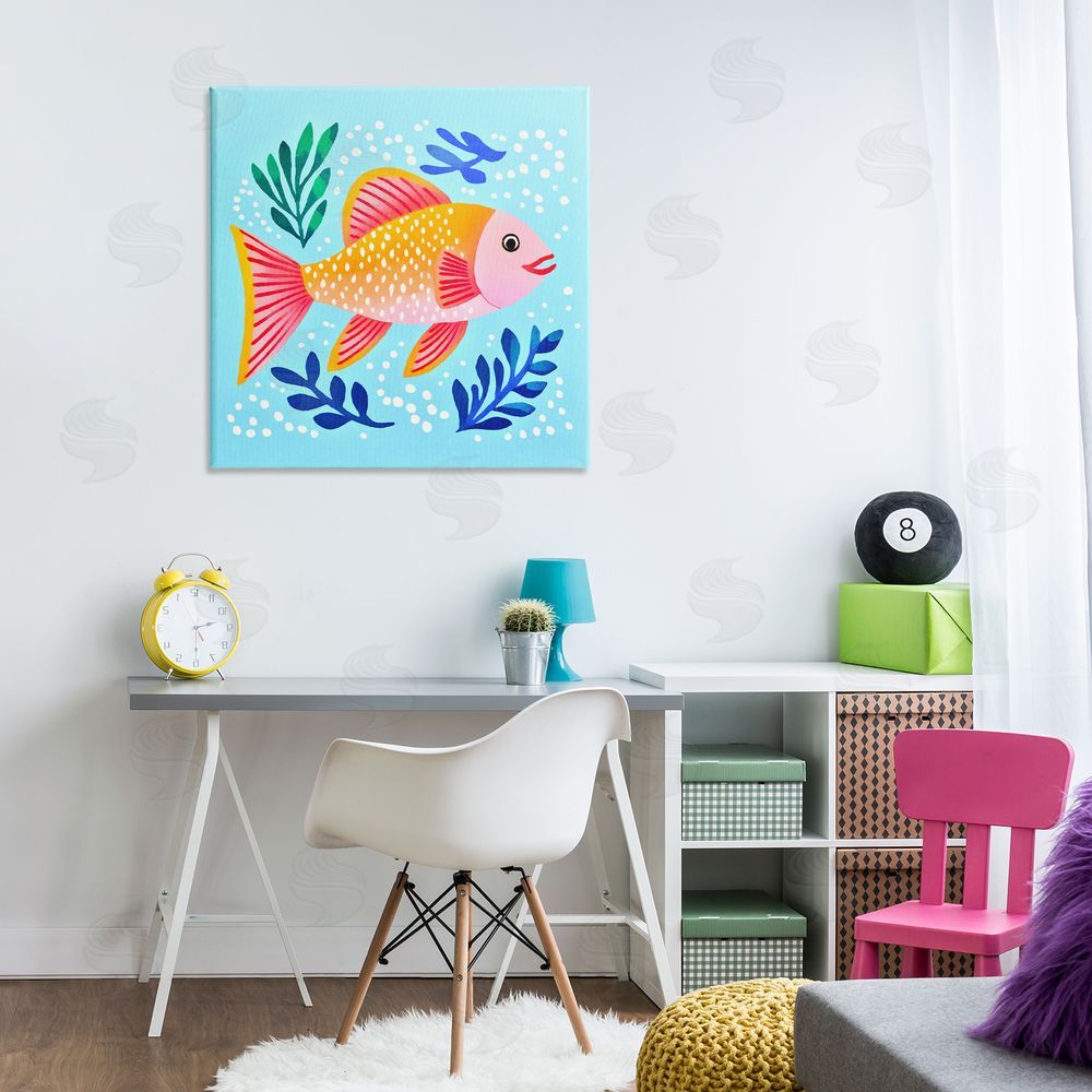 Andrea Haase Whimsical Fish & Seaweed Canvas Wall Art Print in Room
