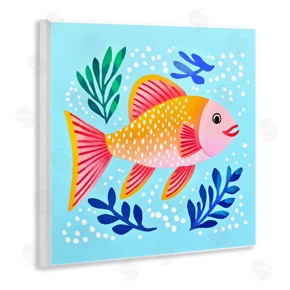 Andrea Haase Whimsical Fish & Seaweed Wooden Wall Plaque Art Print