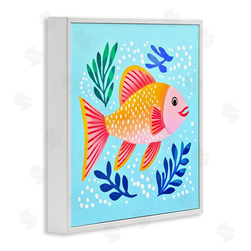 Andrea Haase Whimsical Fish & Seaweed White Framed Giclee Wall Art Print