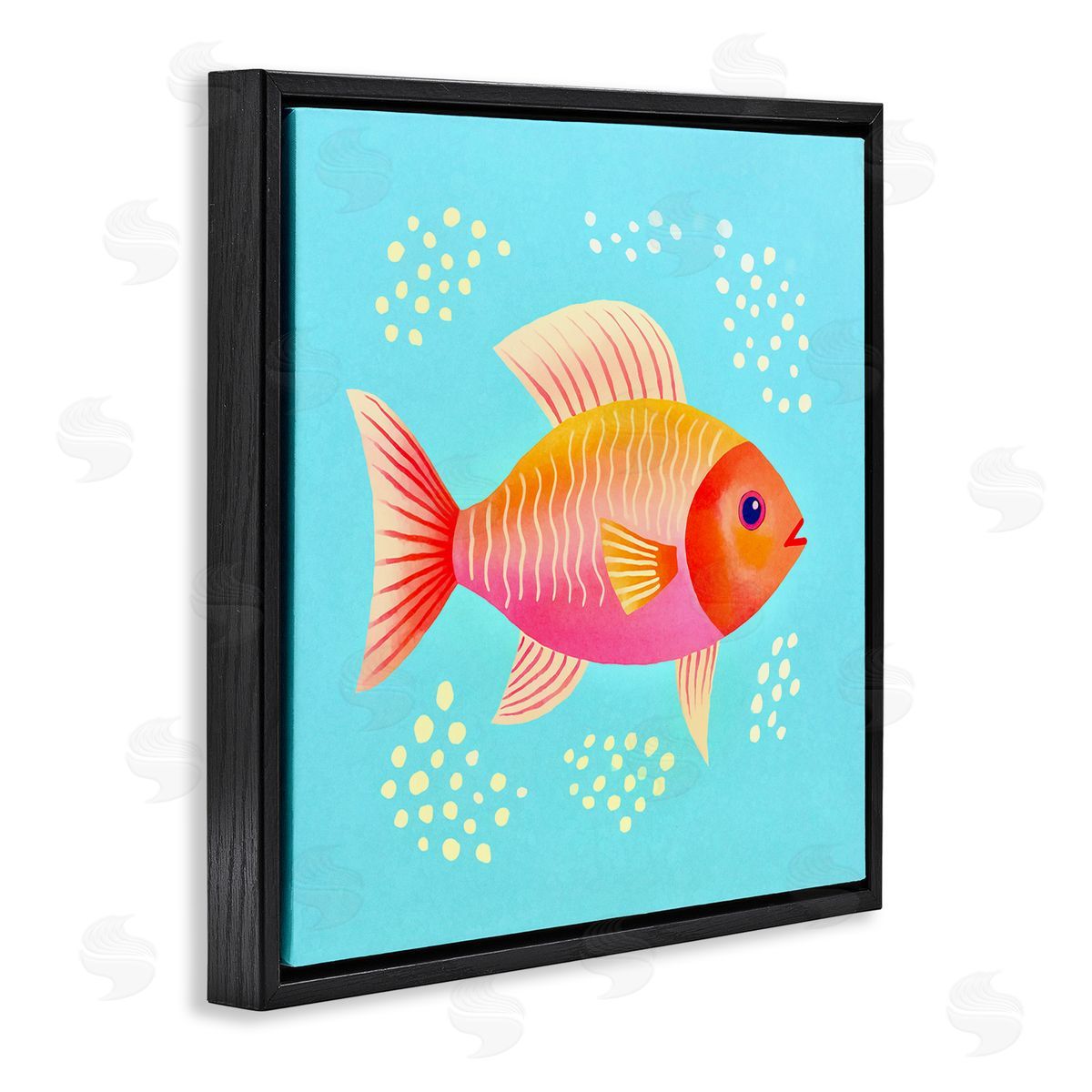 Andrea Haase Whimsical Orange Fish Black Floating Frame Canvas Wall Art Print